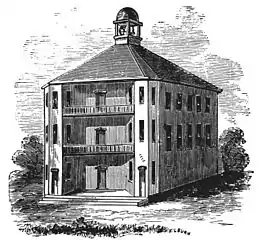 La primera Casa del Estado de Vermont, construida en 1808, fue diseñada por Sylvanus Baldwin
