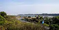 Vista de la laguna Senba y la ciudad de Mito