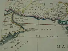 parte occidental del Océano Índico, por Vincenzo Maria Coronelli, 1693. Costa de Makran