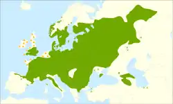Distribución de Tilia cordata.