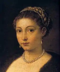 Tiziano. Retrato de muchacha con pelliza.c. 1535.