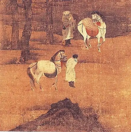 Dos hombres a caballo en un paisaje invernal, Rollo vertical, tinta sobre seda. Washington D.C., Freer Gallery of Art.