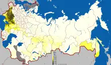 El idioma ucraniano en el Imperio Ruso, según el censo de 1897.