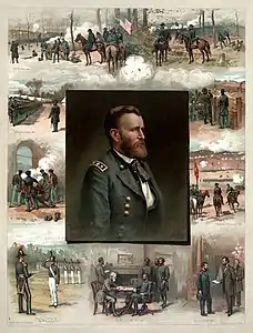 Grant from West Point to Appomattox, una litografía de 1885 por Thure de Thulstrup.