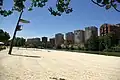 Vista parcial de la playa, al fondo el barco Leyenda del Pisuerga, año 2013.
