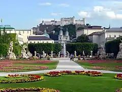 Vista desde los jardines del palacio de Mirabell.