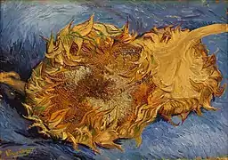 Dos girasoles cortados (F375, JH1329), óleo, 43,2 x 61 cm, Metropolitan Museum of Art, Nueva York.