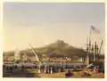 Vista del muelle del ayuntamiento hacia 1820