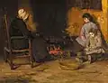 William Gerard Barry, Una anciana y niños en el interior de una cabaña, 1887