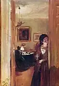 Sala de estar con la hermana del artista, 1847.