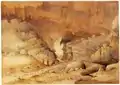 Posiblemente la imagen más antigua que se conserva del Gran Arco de las Cuevas de Jenolan, conocida en 1861 como Cuevas del Río Fish