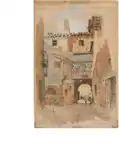 Sigüenza, El Arquillo de la Trabesaña baja, acuarela, 12.9.1917, Mariano Pedrero