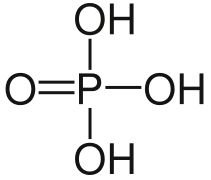 Estructura química del ácido fosfórico.