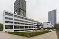 Durante la crecida del río Rin de 1993, el edificio de la empresa Schürmann-Bau, que se dedicaba a la construcción (en primer plano) flotó en la subida del agua subterránea, el edificio se elevó hasta 70 centímetros en algunos lugares.