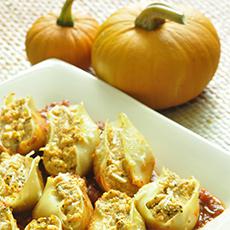 Caracoles rellenos de calabaza y queso ricota