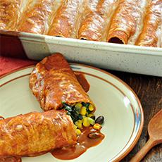 Enchiladas de espinacas y frijoles negros
